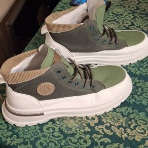 Army green hiking boots